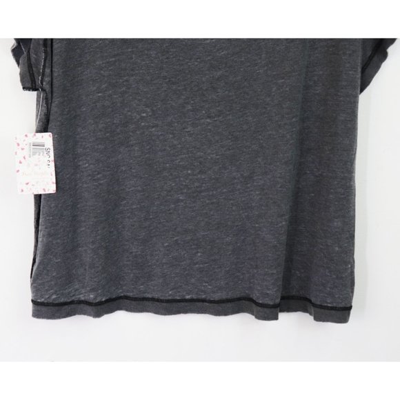 NWT Free People All Mine Oversize Cut-Out V Neck Tee T-Shirt Washed Black Large - Picture 8 of 8